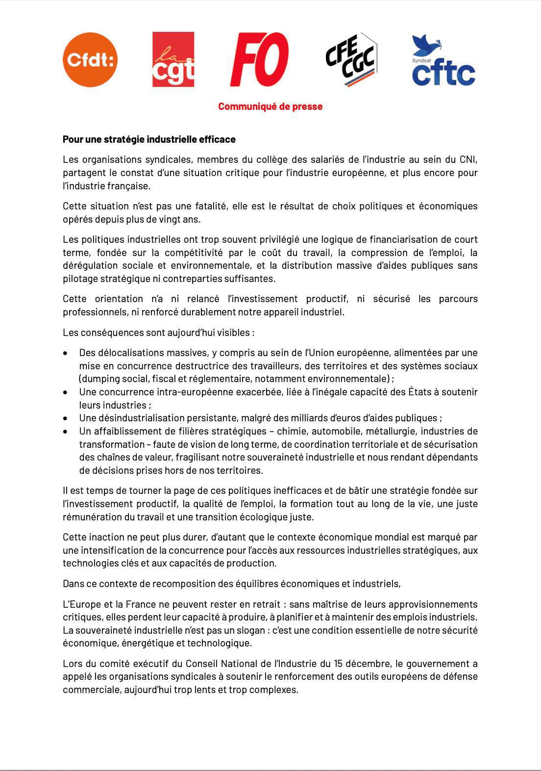 Pour une stratégie industrielle efficace 21 janvier 2026 !