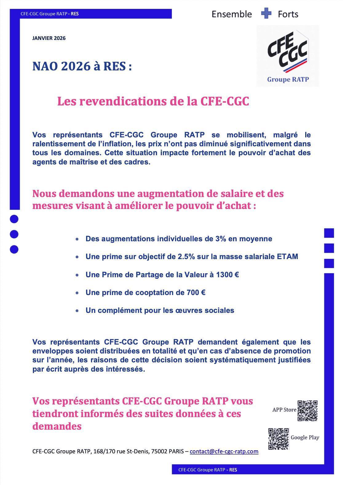 Revendications NAO 2026 à RES