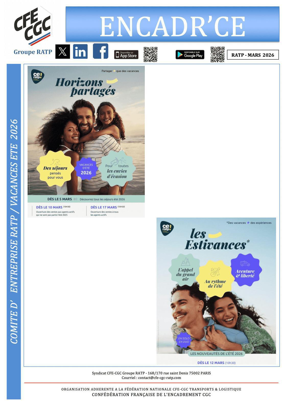 CE RATP - Vacances été 2026