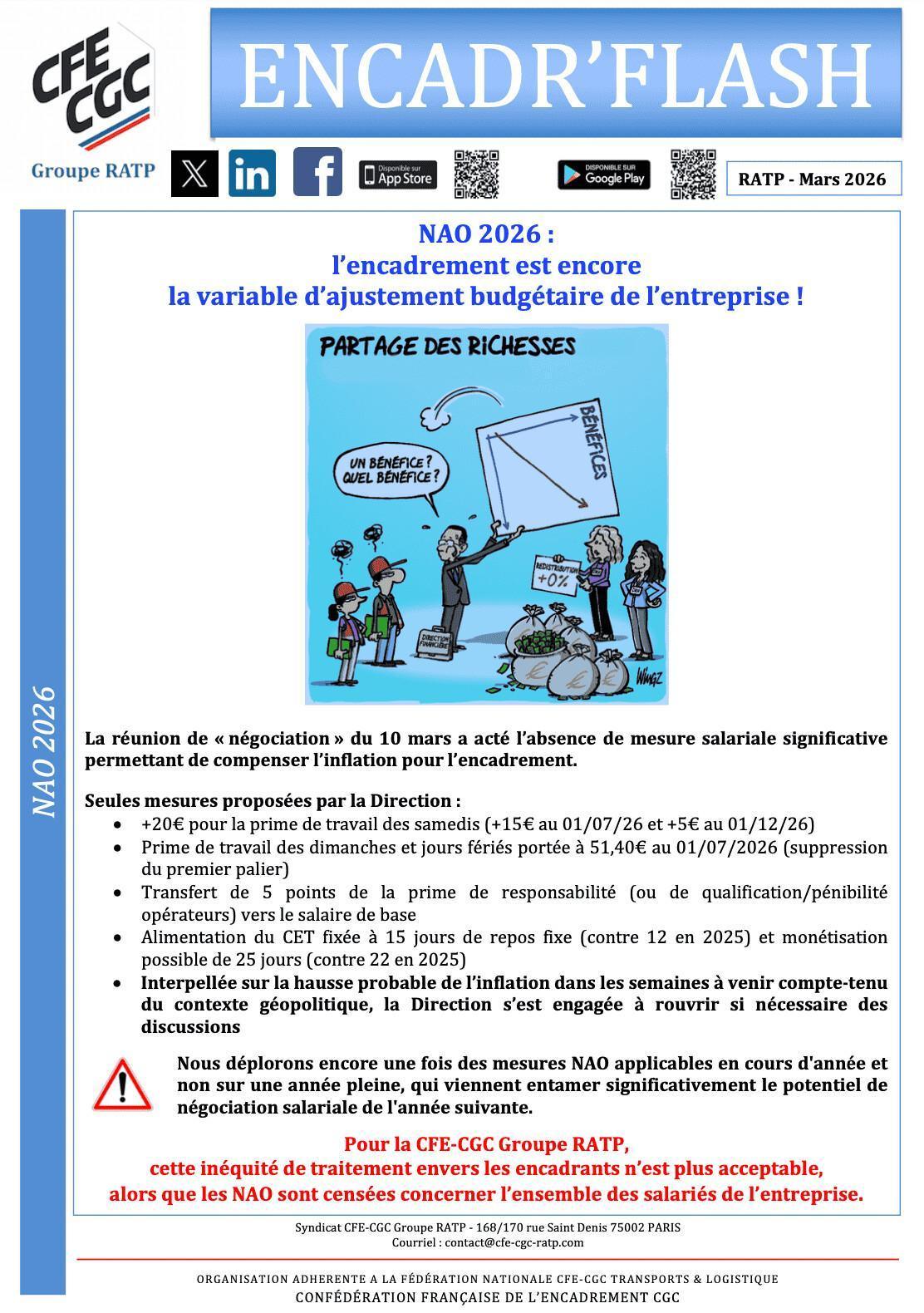 NAO 2026 : l’encadrement est encore la variable d’ajustement budgétaire de l’entreprise !
