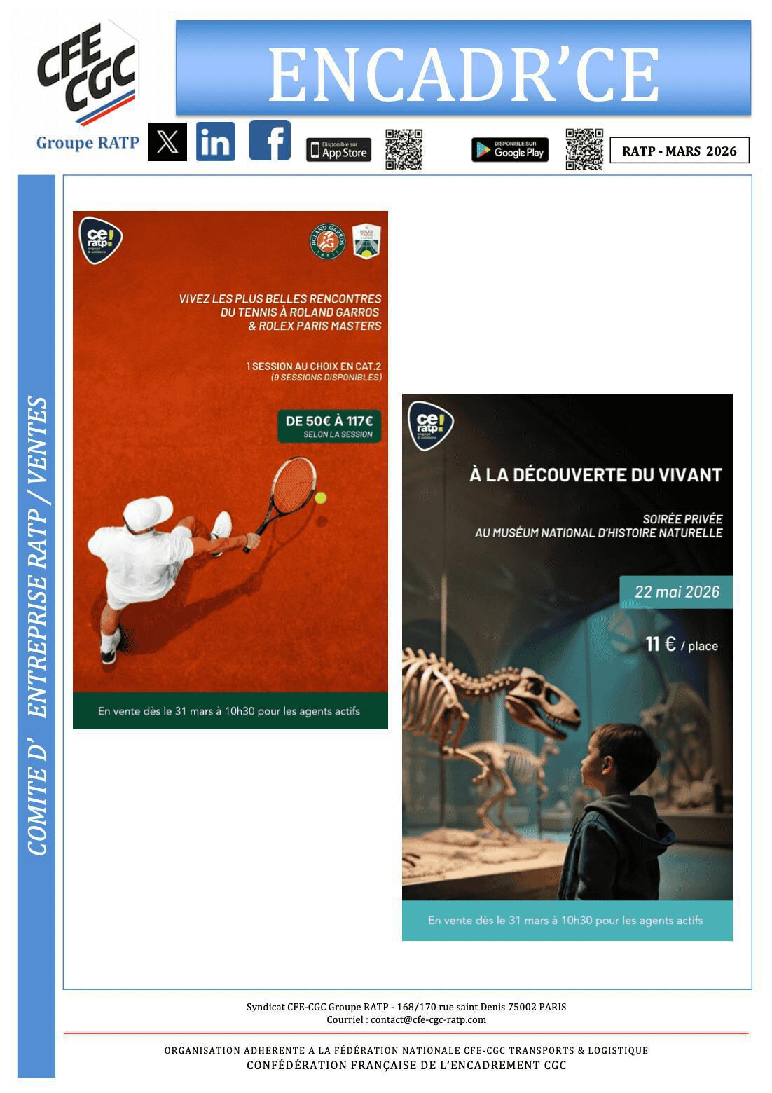 CE RATP - Ventes mars 2026