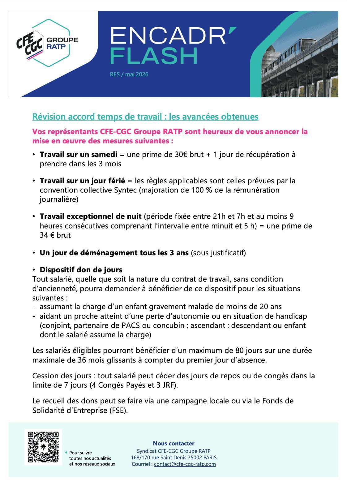 Révision accord temps de travail RES : les avancées obtenues