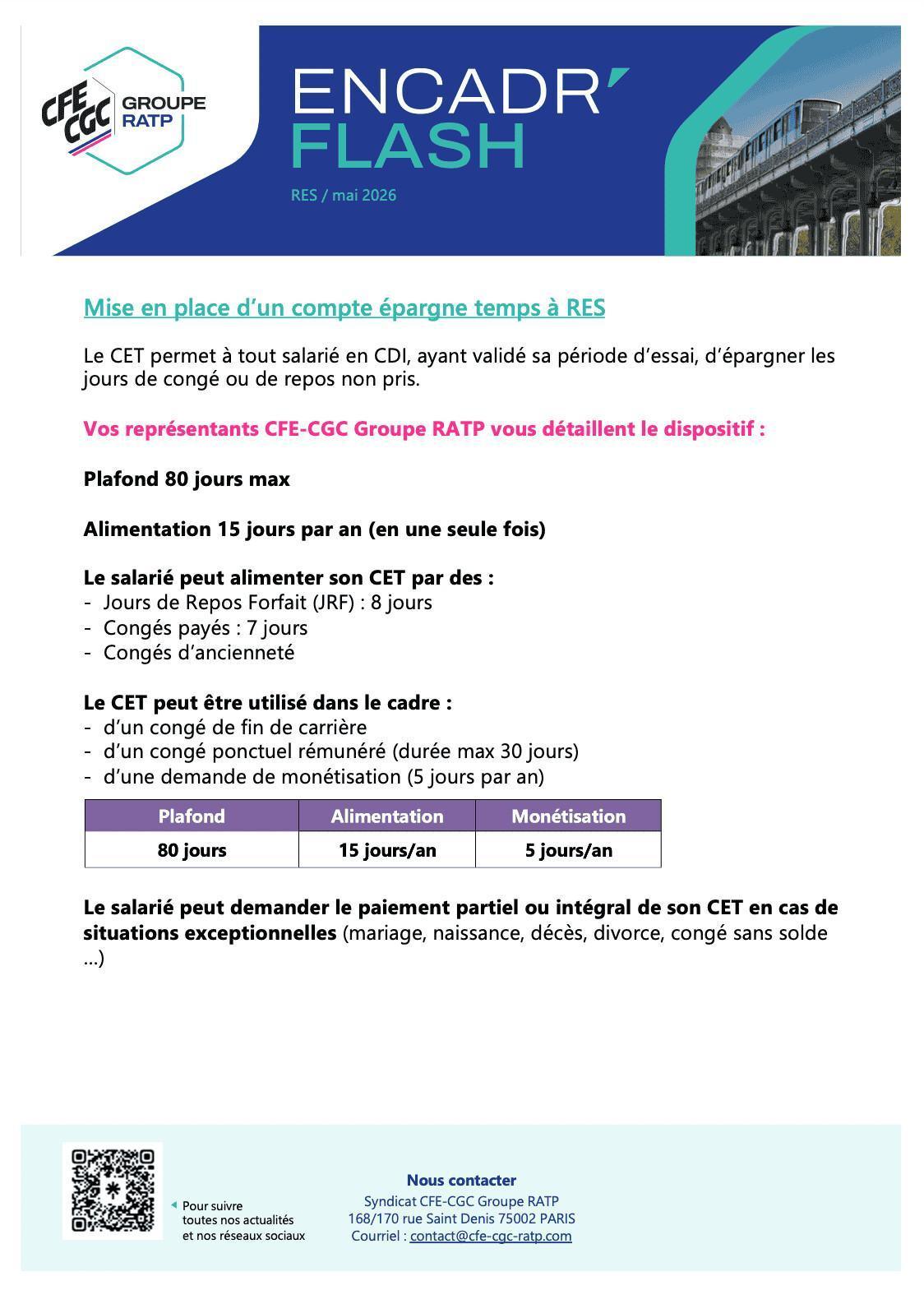 Mise en place d'un CET à RES