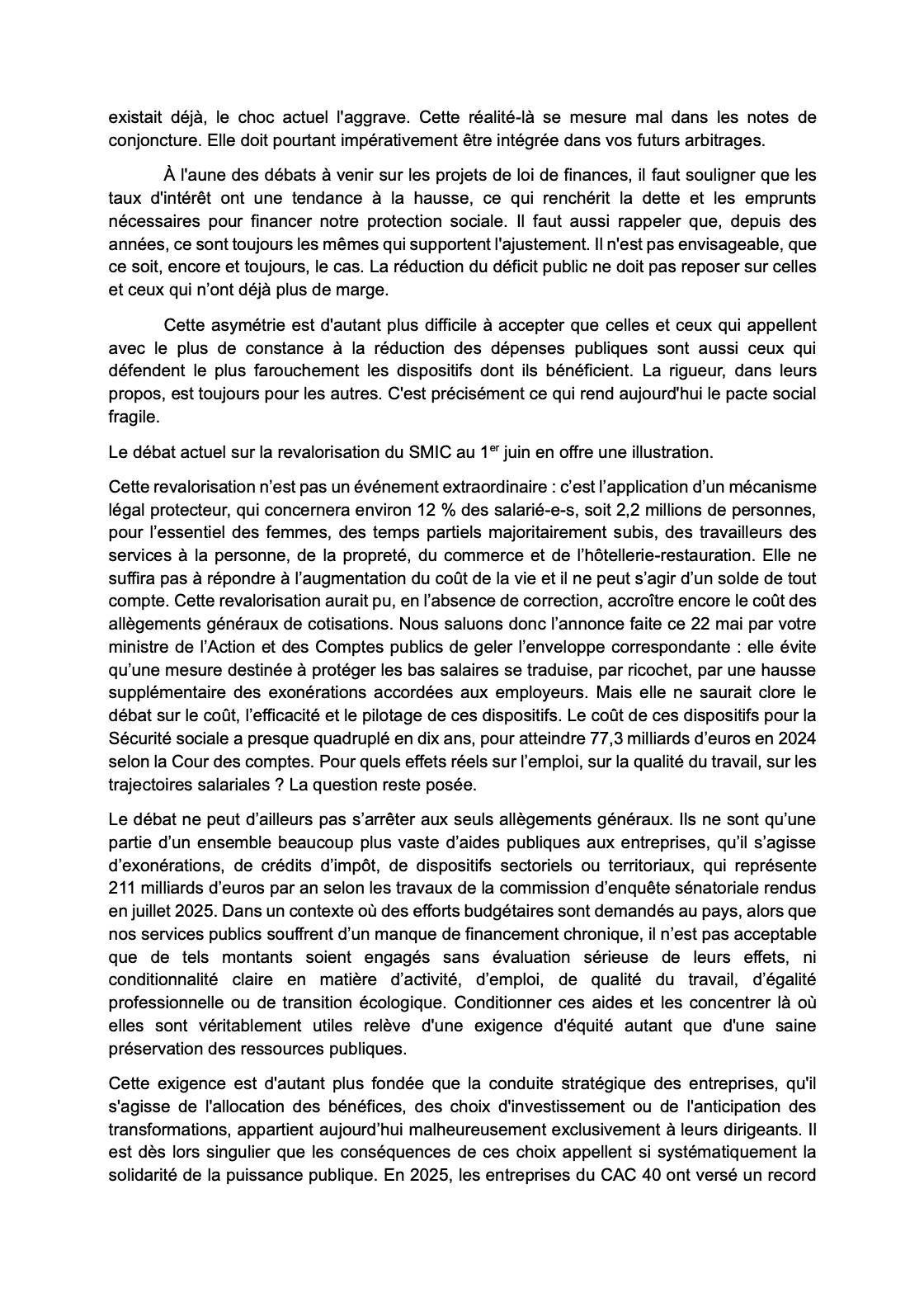 Courrier intersyndical 27 mai 2026