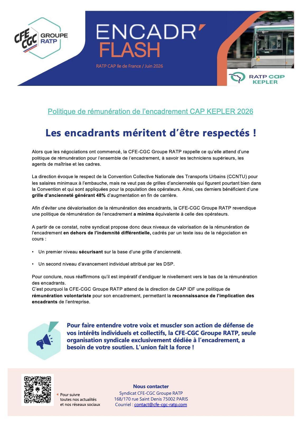 Politique de rémunération de l’encadrement CAP KEPLER 2026