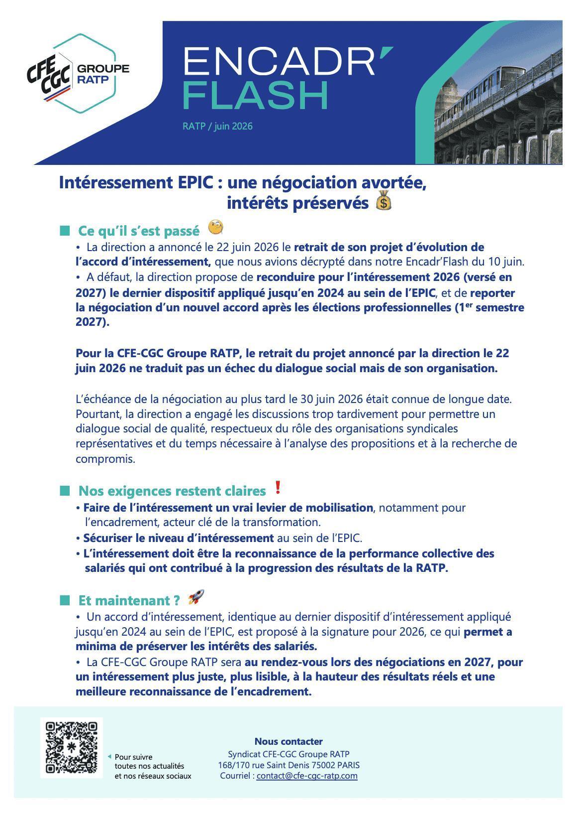Intéressement EPIC : négociation avortée, intérêts préservés