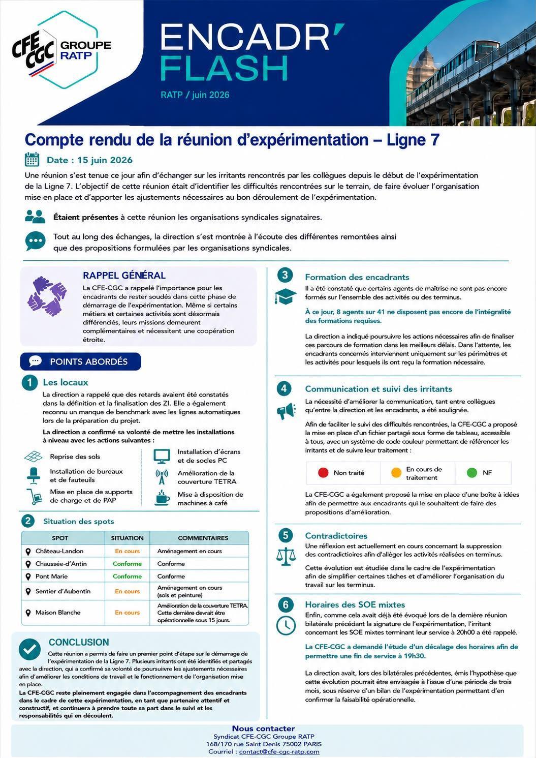 Compte-rendu de la réunion d'expérimentation ligne 7
