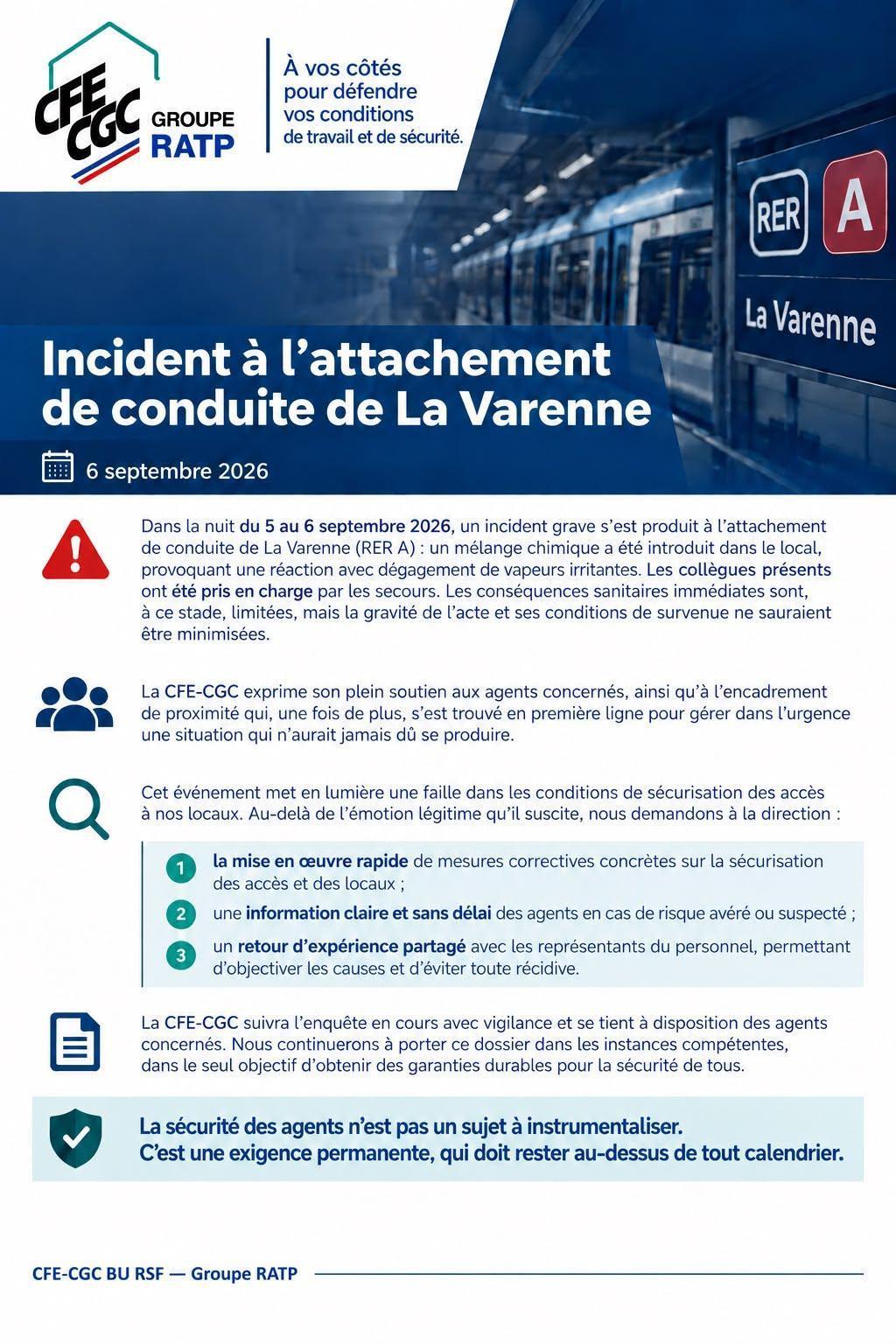 Incident attachement de conduite la Varenne