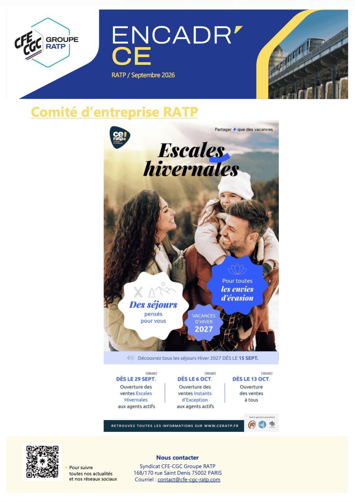 CE RATP - Séjours hiver 2027