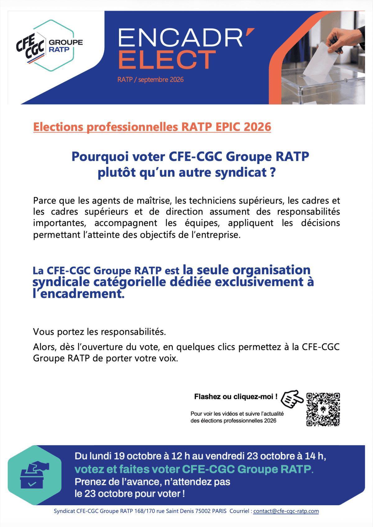 Pourquoi voter CFE-CGC Groupe RATP plutôt qu’un autre syndicat ?