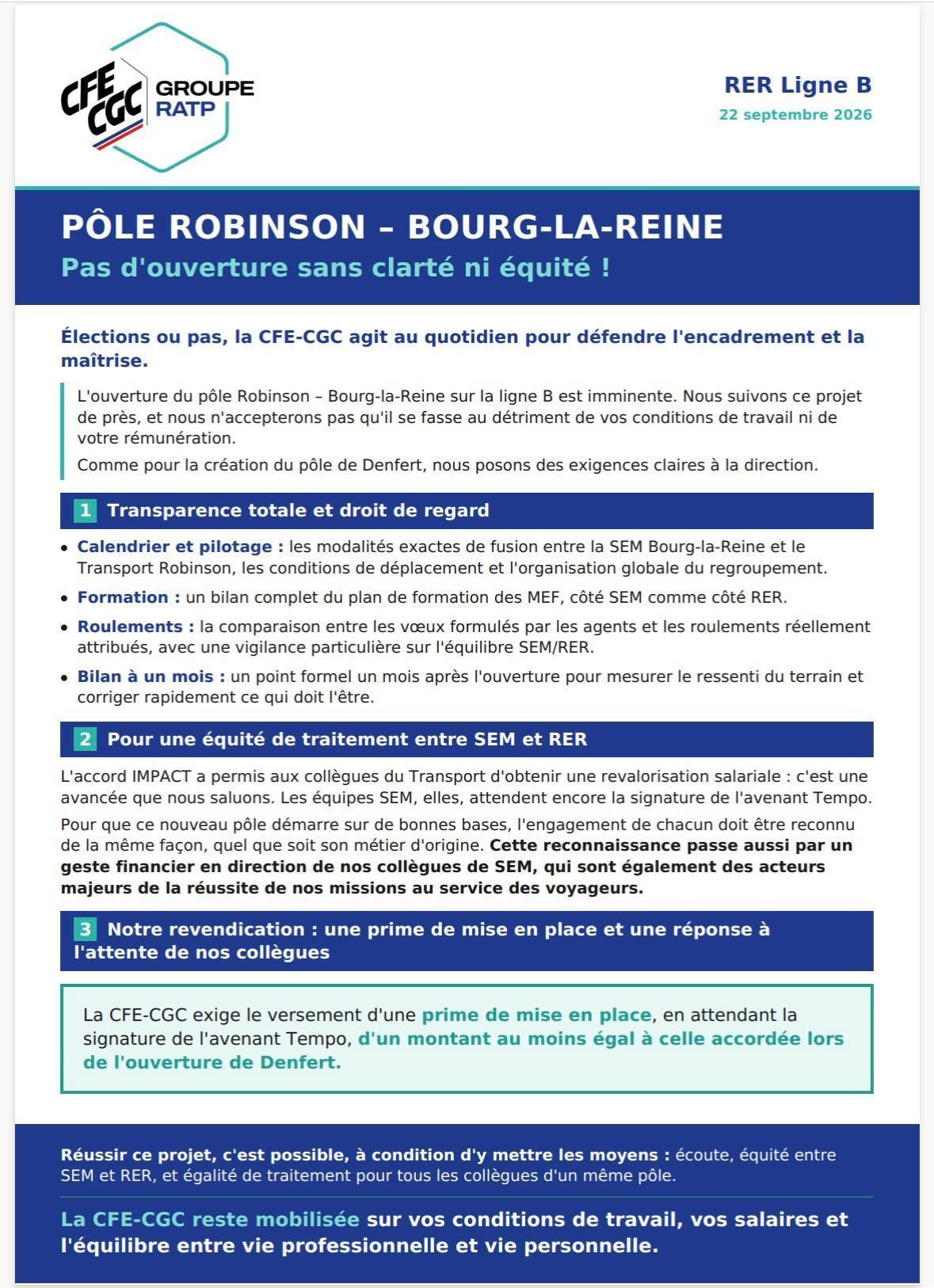 RER ligne B pôle Robinson Bourg la Reine : pas d'ouverture sans clarté et équité