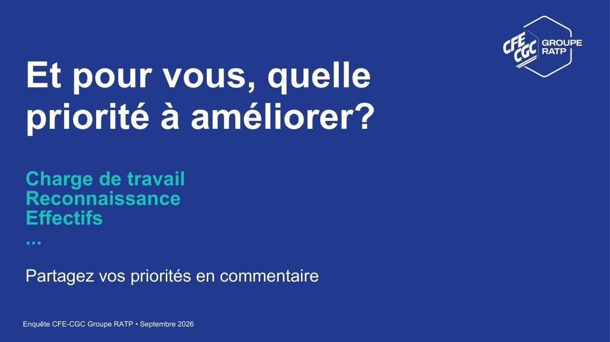 Enquête des encadrants RATP / Restitution