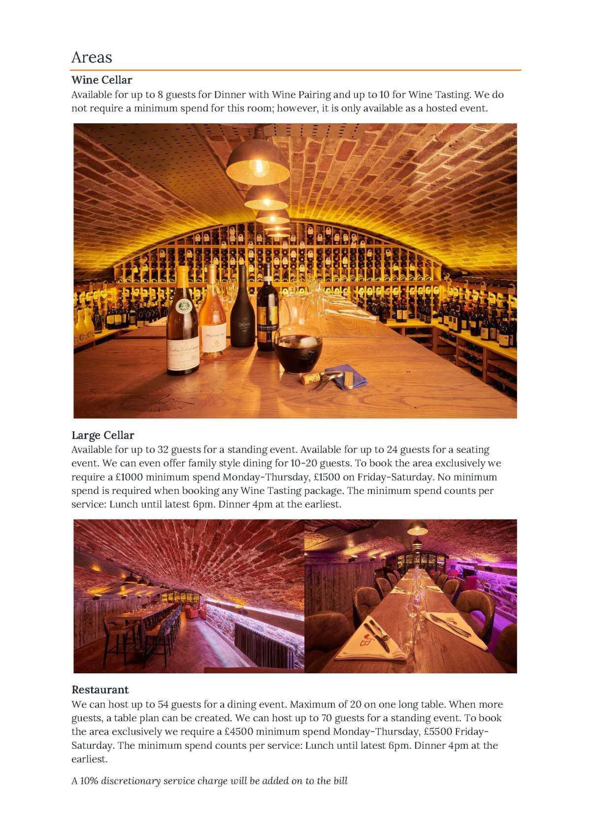 J B Parker's Private Hire Menu Options