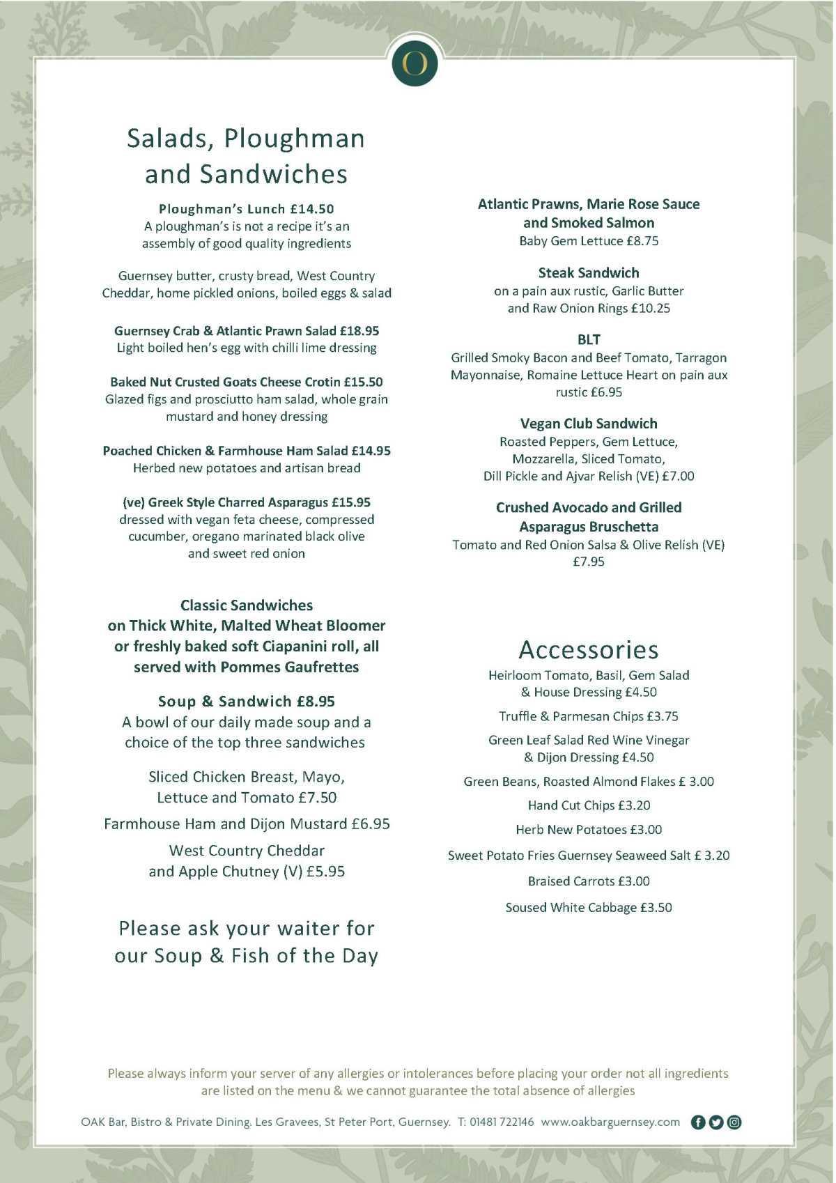 Oak Bar & Bistro - Lunch