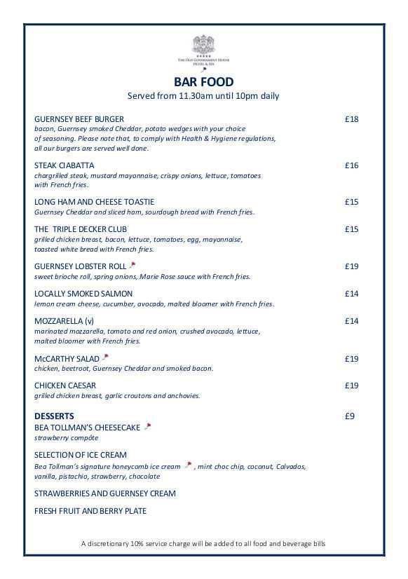 OGH Lounge Menu