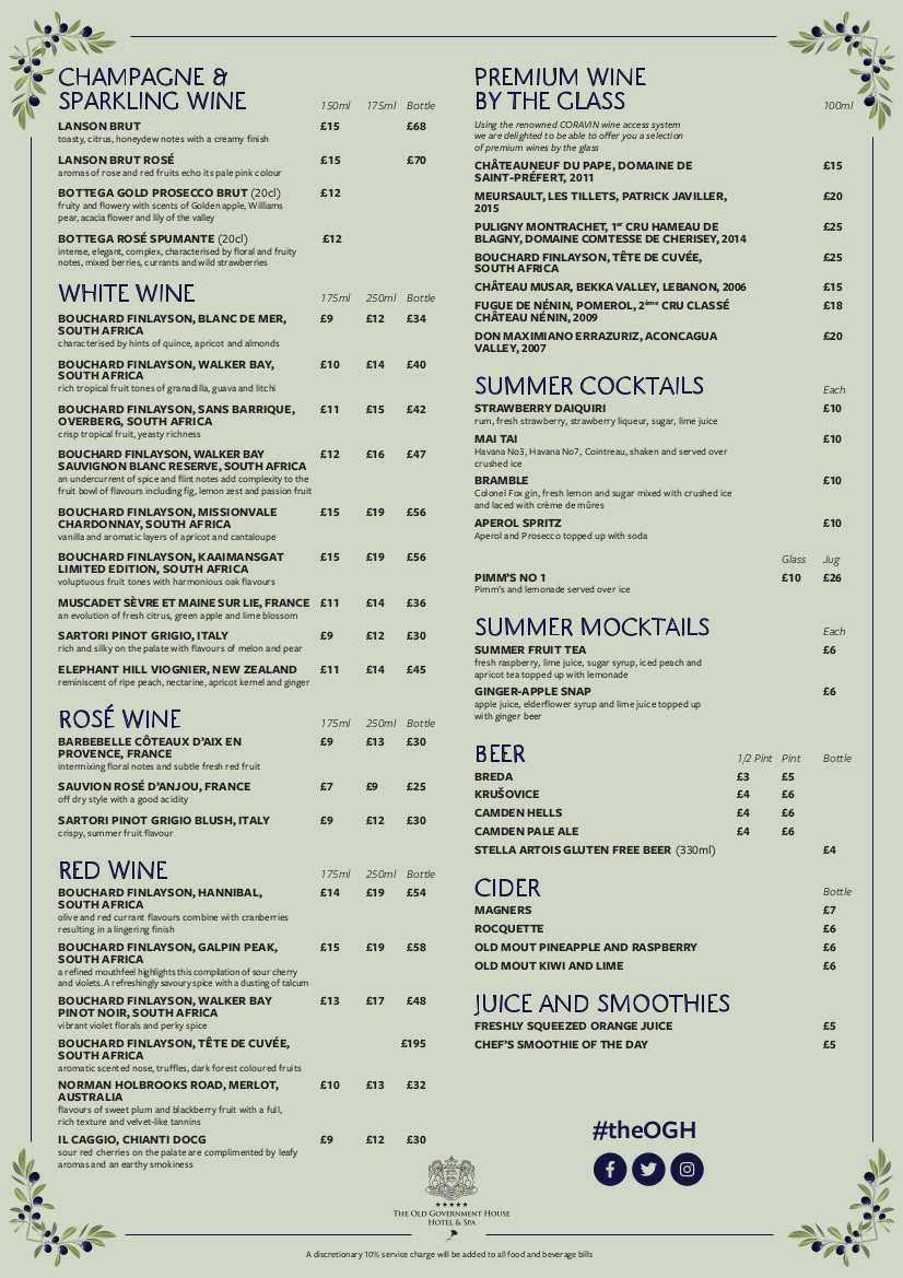 Olive Grove Menu