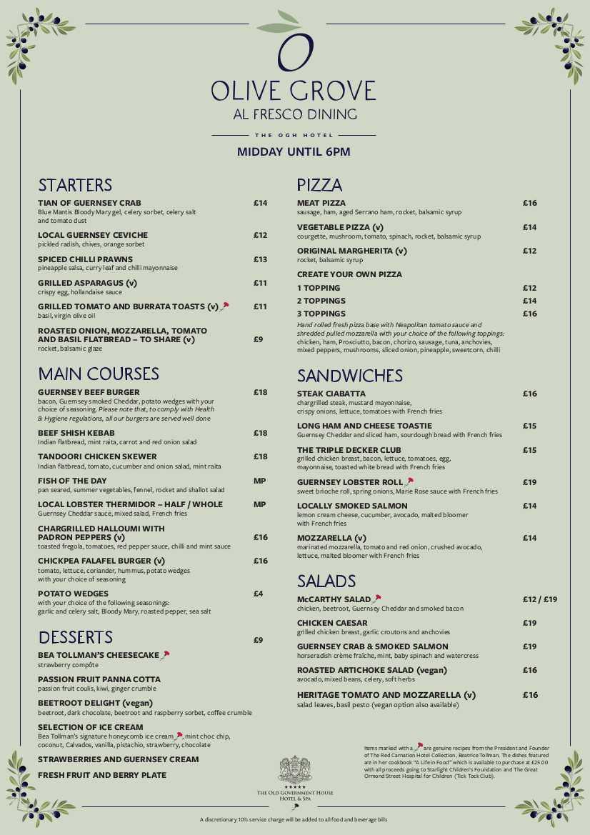 Olive Grove Menu