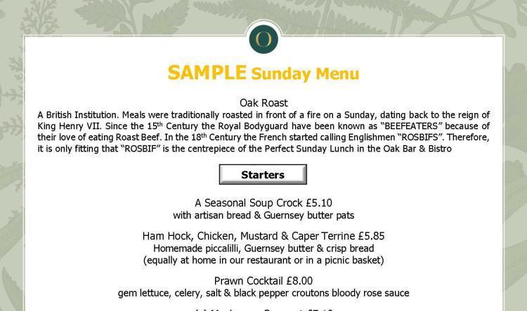 Oak Bar & Bistro - Sunday Dinner