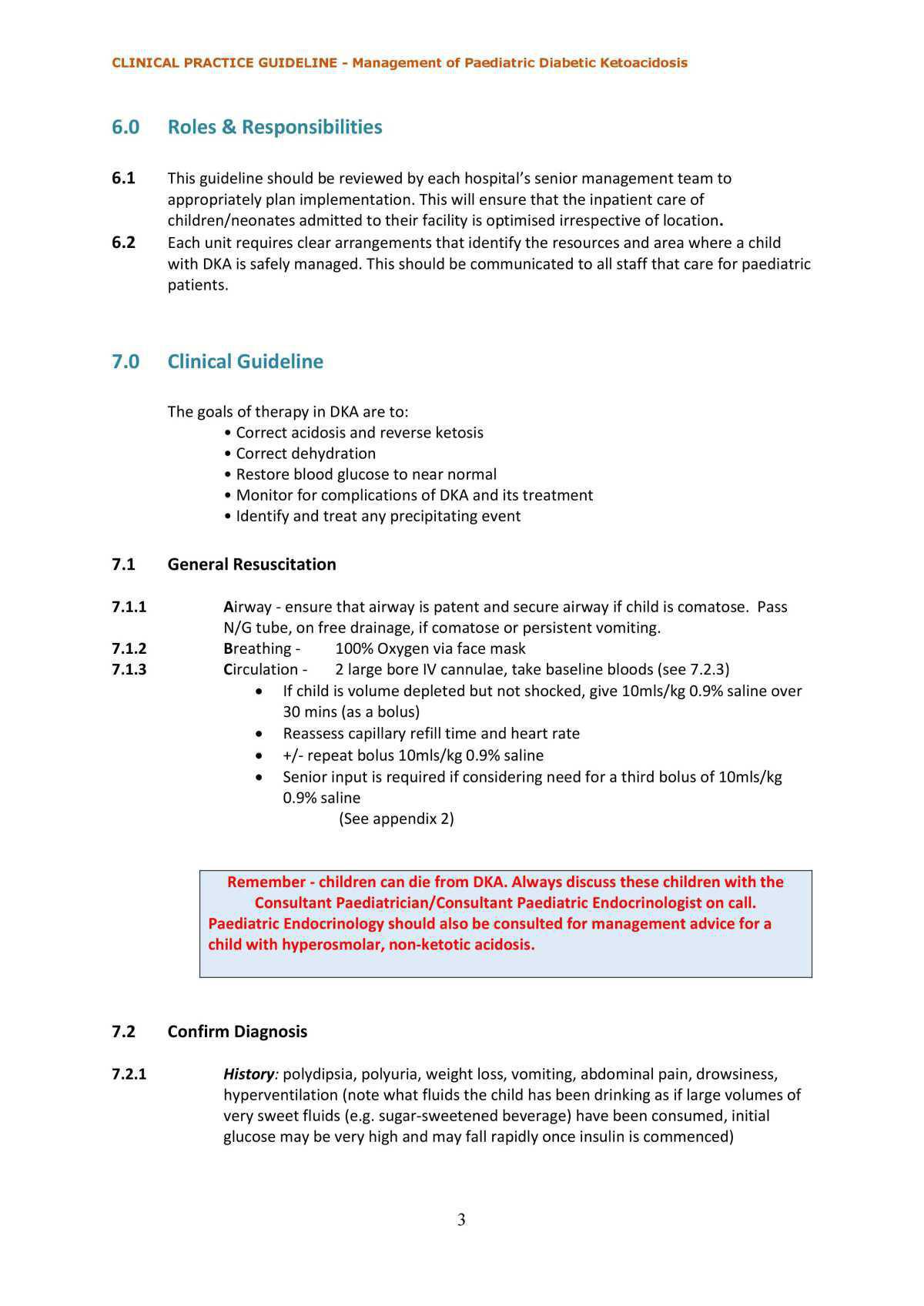Management of Paediatric Diabetic Ketoacidosis