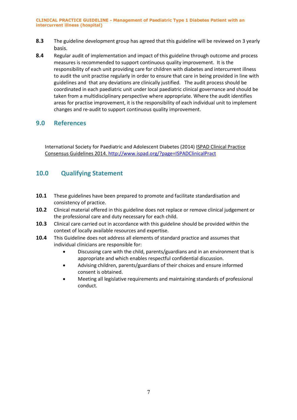Management of Paediatric Type 1 Diabetes Patient with an intercurrent illness (hospital)
