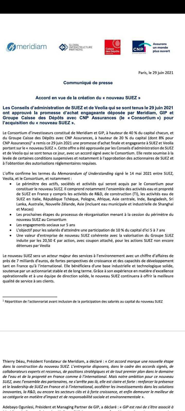 Déclaration CFTC SUEZ par suite de la démission de Sabrina Soussan, PDG de SUEZ Déclaration CFTC SUEZ par suite de la démission de Sabrina Soussan, PDG de SUEZ