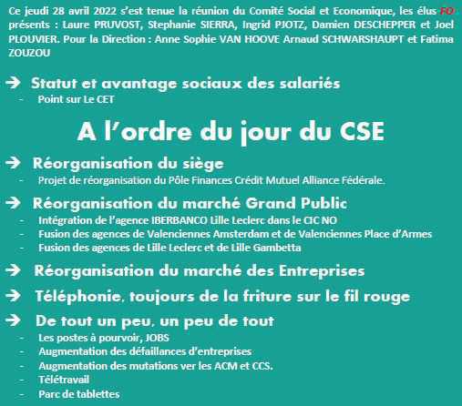CIC NO : CSE du 28 avril 2022 CIC NO : CSE du 28 avril 2022