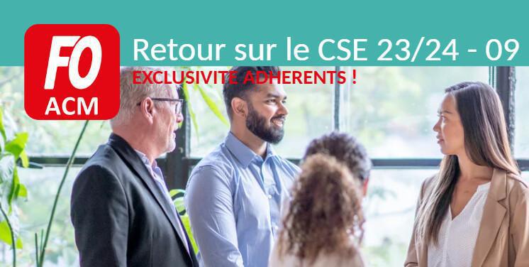 ACM : Exclu adhérents Retour du CSE du 23/24 septembre 2025