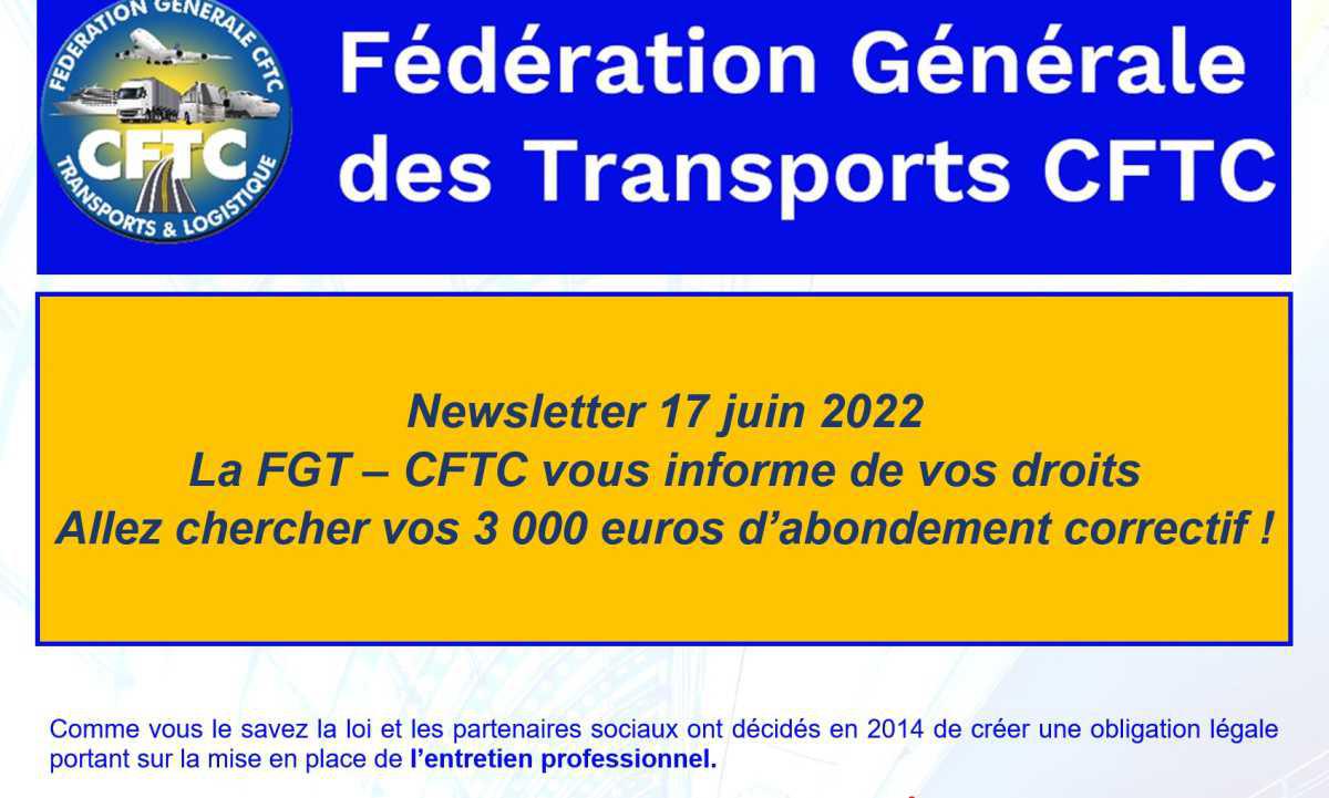 Newsletter 17 juin 2022. Allez chercher vos 3 000 euros d’abondement correctif !