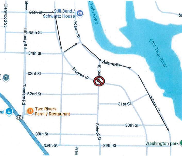 Route 1 School St Detour