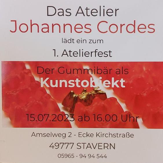 Mehr als Gummibärchen: Johannes Cordes lädt zum 1. Atelierfest ein Mehr als Gummibärchen: Johannes Cordes lädt zum 1. Atelierfest ein