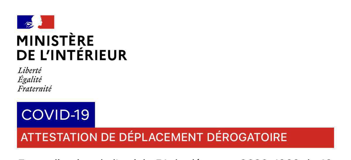 Générer sa propre attestation de sortie Générer sa propre attestation de sortie