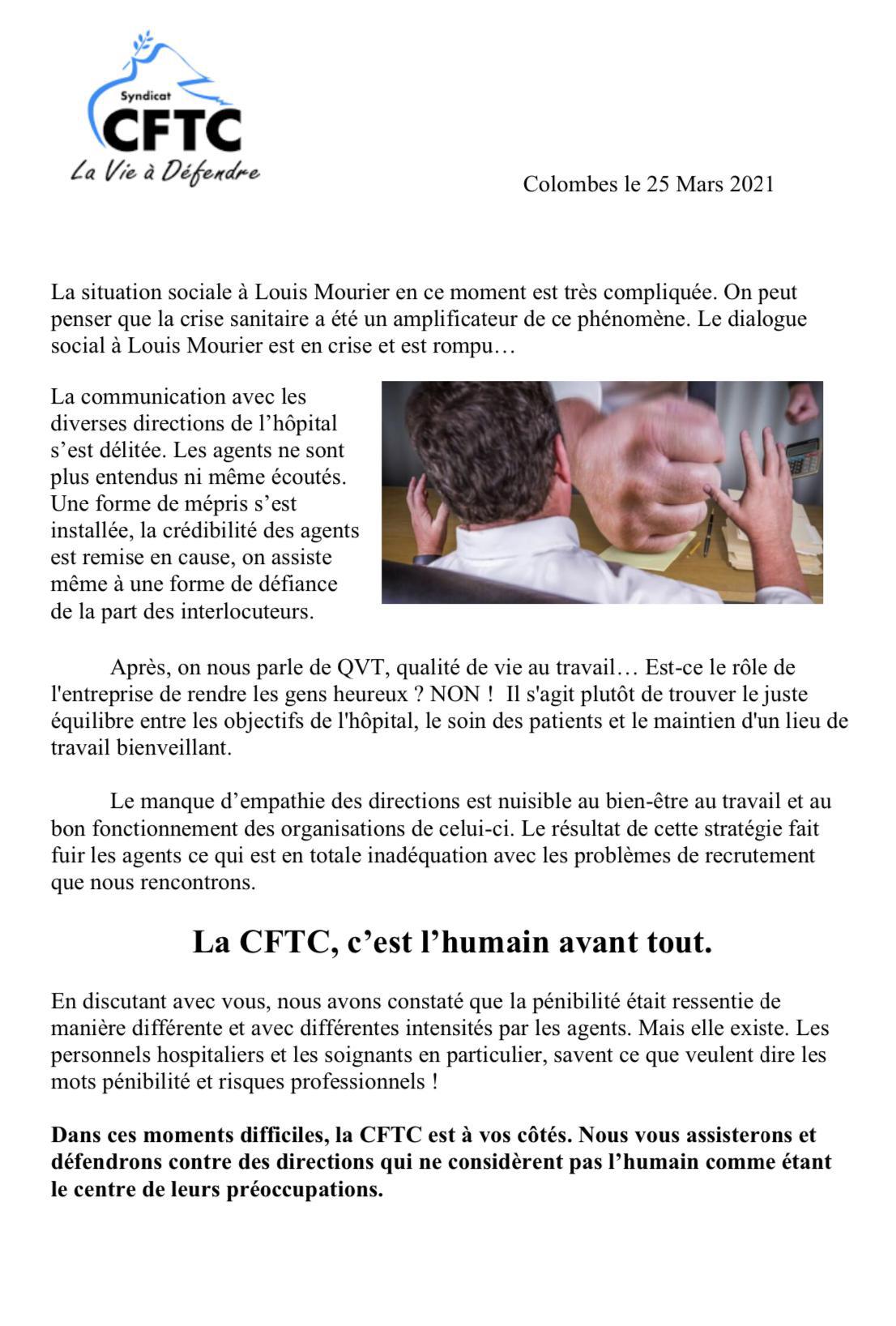 Communiqué de la CFTC Louis Mourier 