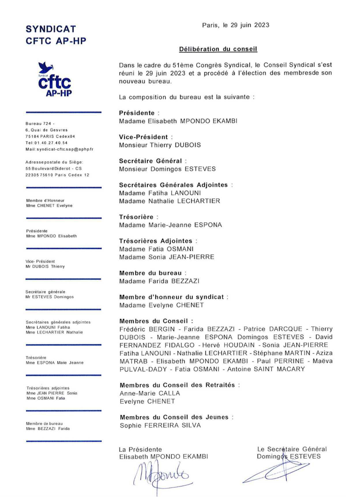 Présentation de la nouvelle équipe dirigeante  Présentation de la nouvelle équipe dirigeante