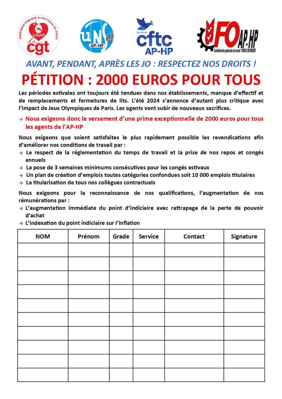 Intersyndicale AP—HP reçu au ministère de la santé . Intersyndicale AP—HP reçu au ministère de la santé .