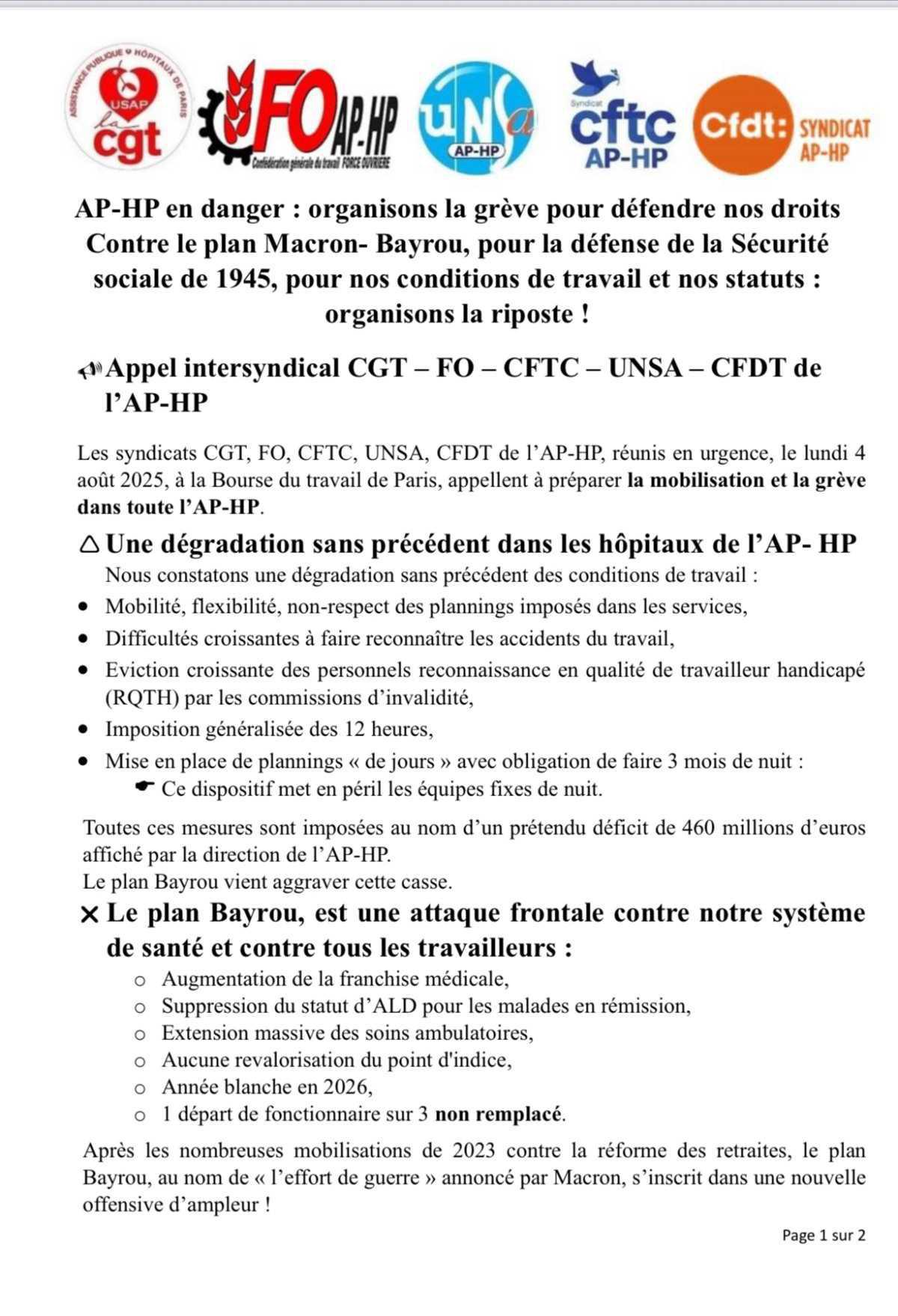 Assemblée générale intersyndicale 