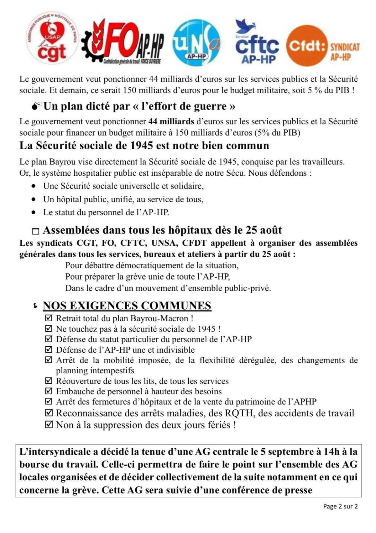 Assemblée générale intersyndicale 