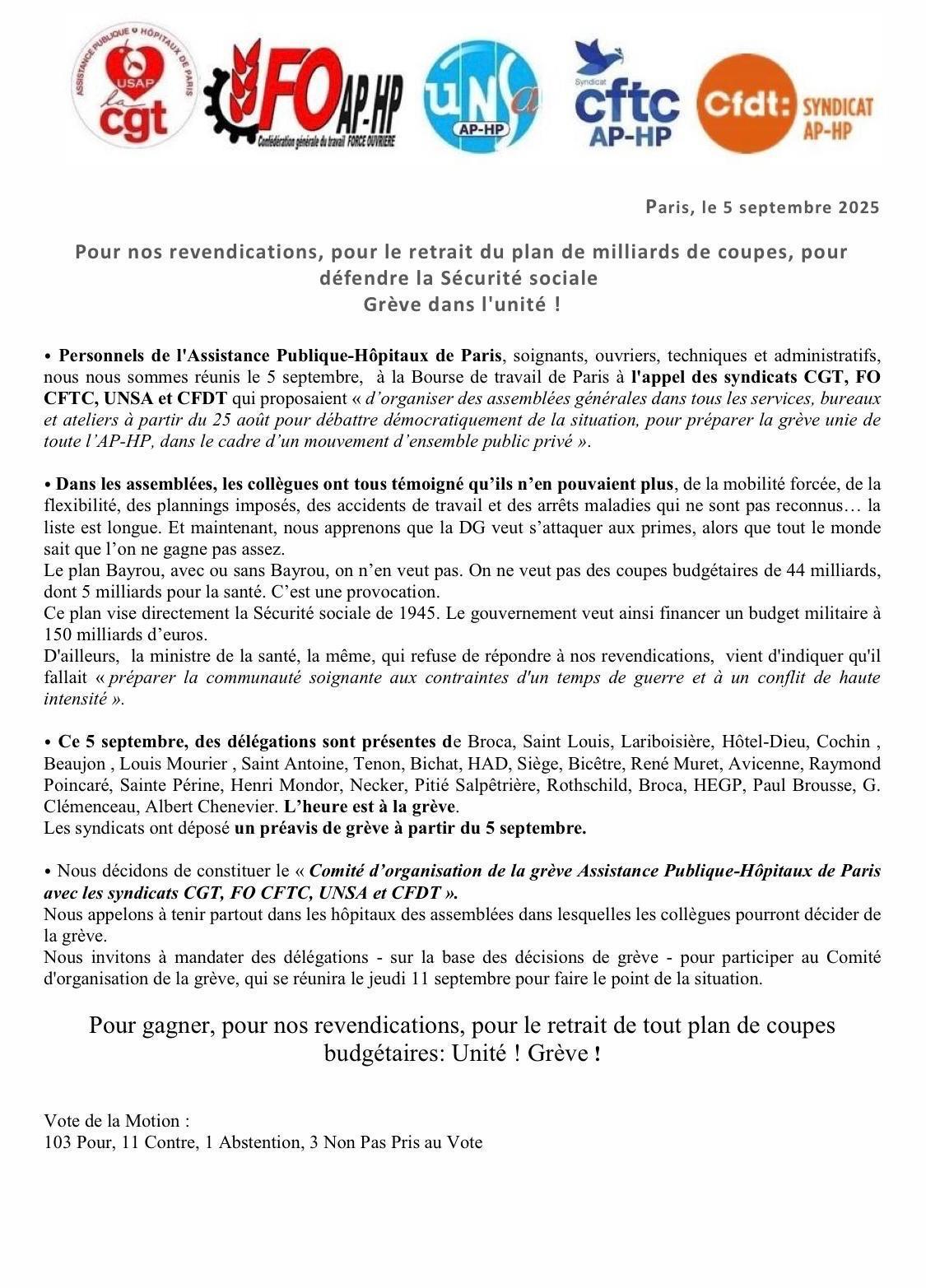 Assemblée générale intersyndicale 
