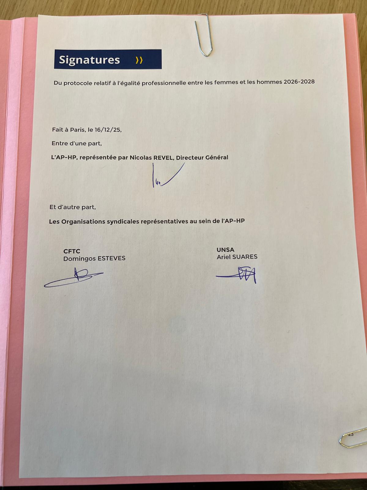 Protocole Egalité professionnelle Femmes / Hommes . La CFTC signataire 