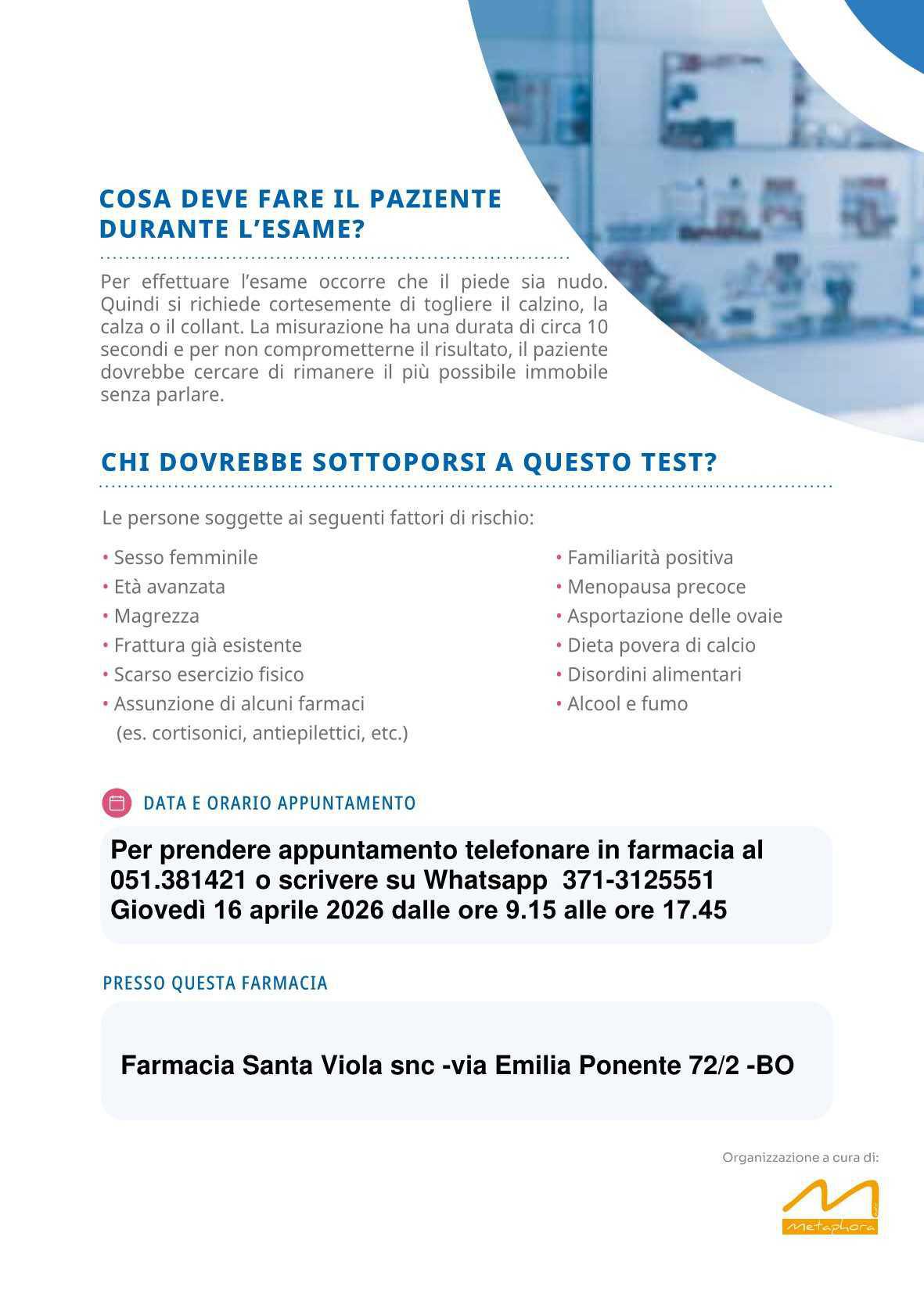 Previeni l'osteporosi -giornata MOC -Farmacia Santa Viola SNC