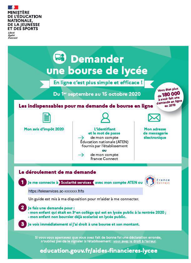Bourses nationales d'étude du second degré de lycée (mise à jour du 06/04/2021) Bourses nationales d'étude du second degré de lycée (mise à jour du 06/04/2021)