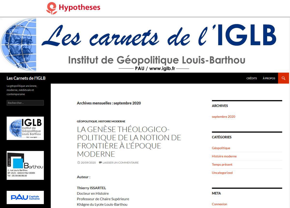 Lancement des carnets de l'IGLB - Institut de Géopolitique Louis-Barthou