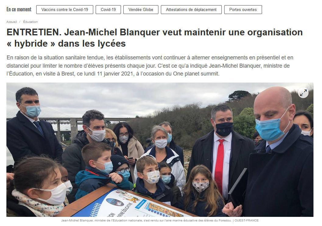Poursuite du plan actuel de continuité pédagogique "hybride" pour les 2des et 1ères jusqu'au 30 janvier 2021 