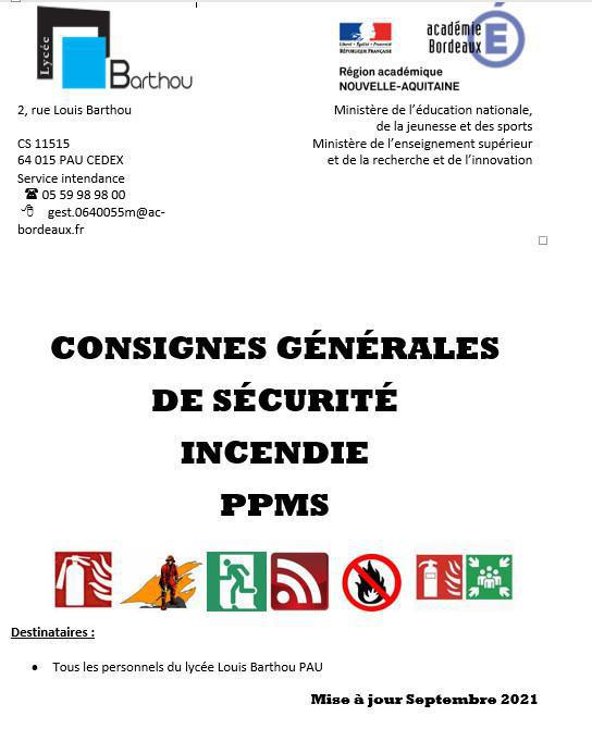 Protocoles de sécurité au lycée contre l'incendie et les intrusions malveillantes Protocoles de sécurité au lycée contre l'incendie et les intrusions malveillantes