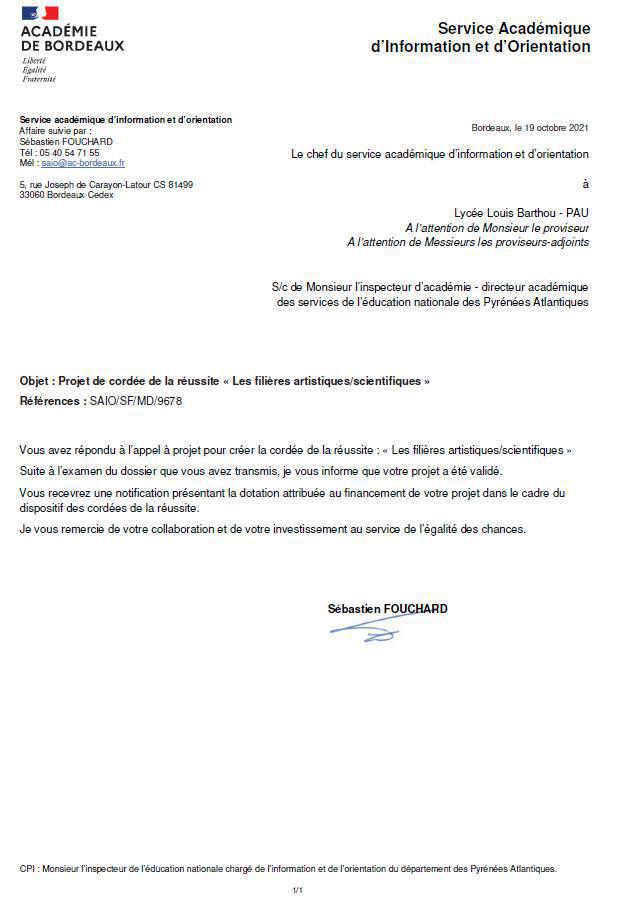 Le Lycée Louis Barthou, tête de 2 "cordées de la réussite" : entre chimie et arts plastiques Le Lycée Louis Barthou, tête de 2 "cordées de la réussite" : entre chimie et arts plastiques