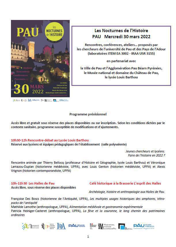 Les Nocturnes de l'Histoire au lycée, le mercredi 30 mars 2022  Les Nocturnes de l'Histoire au lycée, le mercredi 30 mars 2022