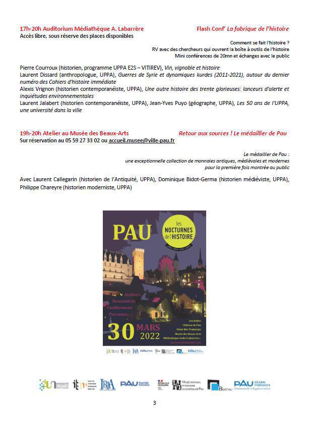 Les Nocturnes de l'Histoire au lycée, le mercredi 30 mars 2022  Les Nocturnes de l'Histoire au lycée, le mercredi 30 mars 2022