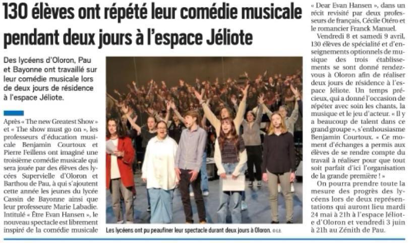 Répétition de la comédie musicale "Etre Evan Hansen" Répétition de la comédie musicale "Etre Evan Hansen"
