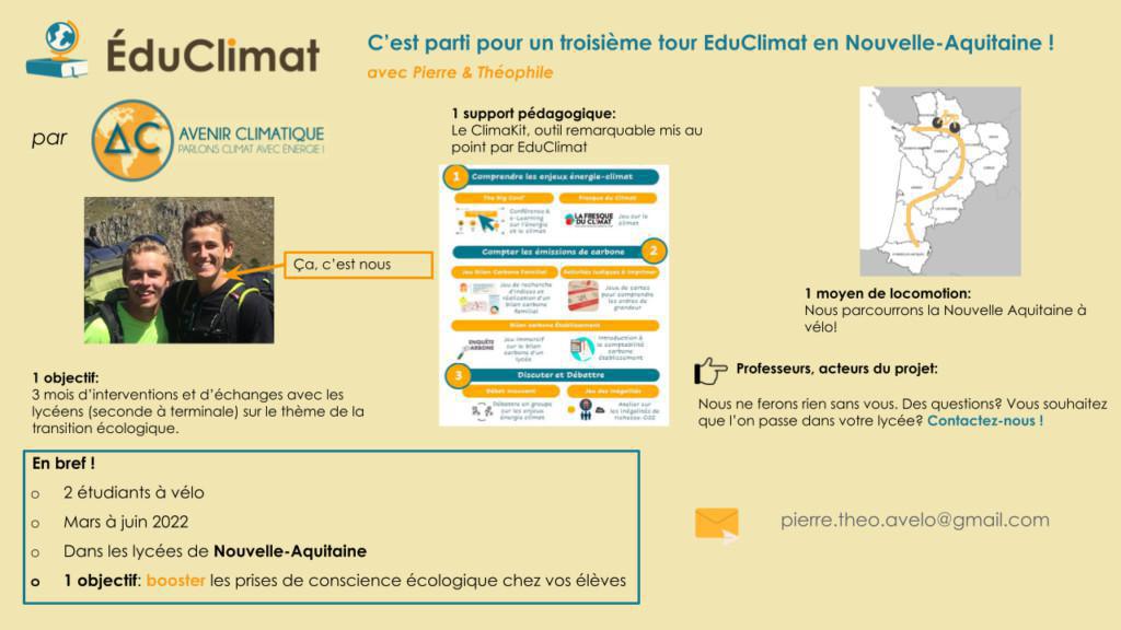 Bientôt le 2 juin.... Retour sur le passage du 3e tour EduClimat au Lycée Barthou le 11 avril