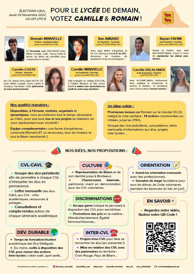 Des élu(e)s lycéen(ne)s se présentent au Conseil Académique de la Vie Lycéenne (CAVL) Des élu(e)s lycéen(ne)s se présentent au Conseil Académique de la Vie Lycéenne (CAVL)