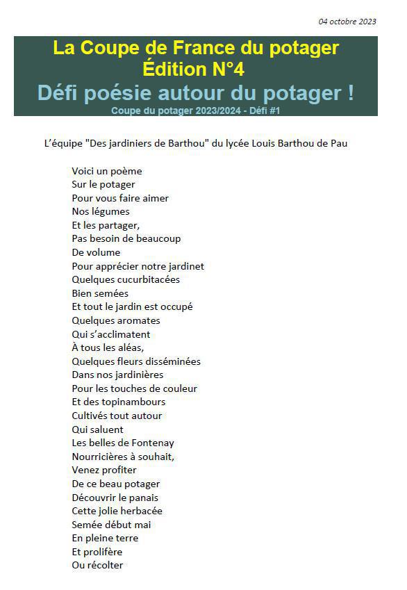L'équipe éco-lycée : entre le jardinage et la poésie L'équipe éco-lycée : entre le jardinage et la poésie